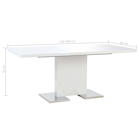 Barnes - Extendable Dining Table High Gloss White 1800 x 900 x 760 mm MDF